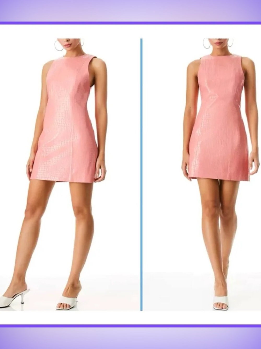 Alice + Olivia Daven Pink Sleeveless Vegan Leather Croc Mini Dress - Picture 2 of 2